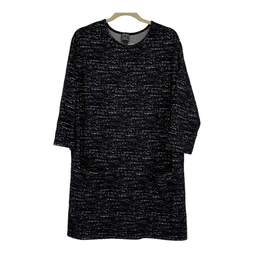 Clara‎ Sun Woo Black and White Speckled Knit Tunic Dress Size Small